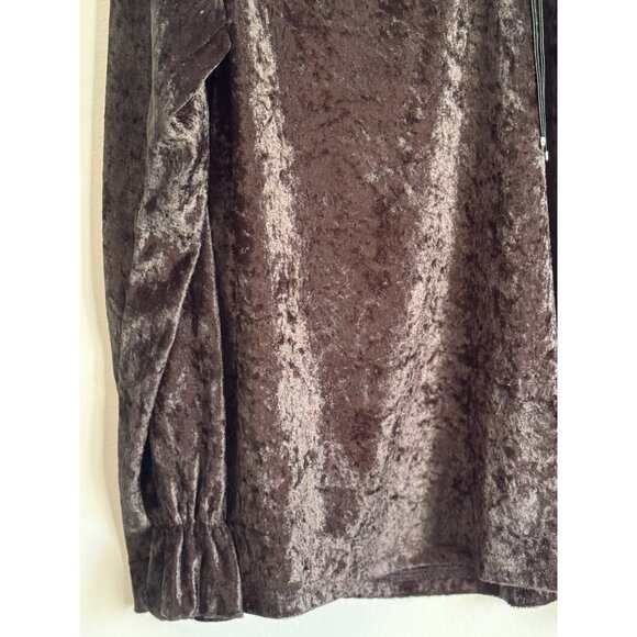 VTG One Step Up Womens 1X Black Velvet Top Keyhole Neck Gathered Cuffs Holiday - Picture 3 of 8